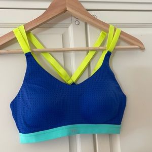 Victorias Secret Sports bra blue w/ neon yellow